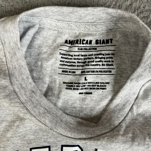 American Giant T Shirt Men Large Gray Crewneck American Made Flag Collection USA - Picture 4 of 9